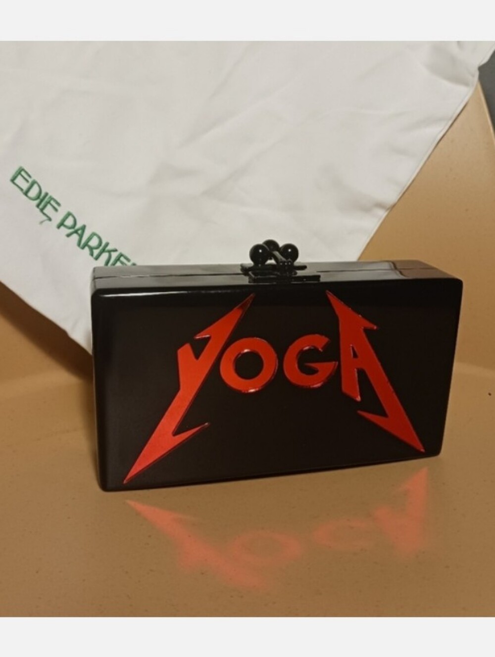 Edie Parker Yoga Black Clutch+ Dust Bag